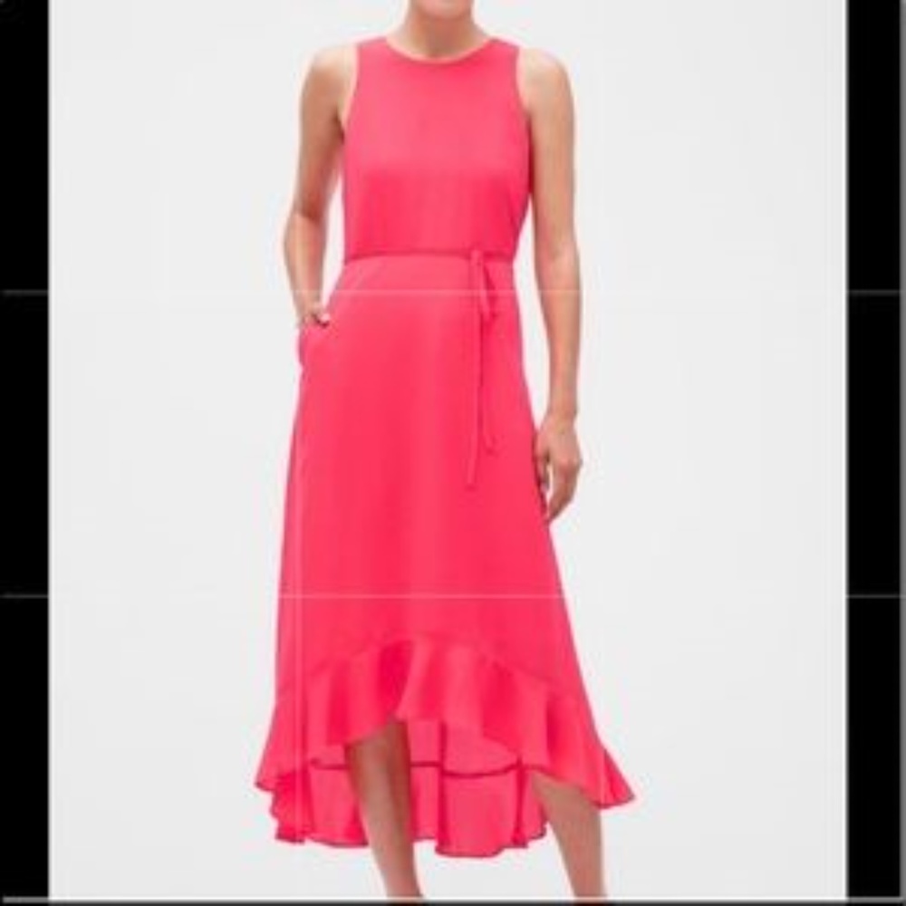 Banana Republic Factory Coral Pink Sleeveless High-Low Maxi Dress